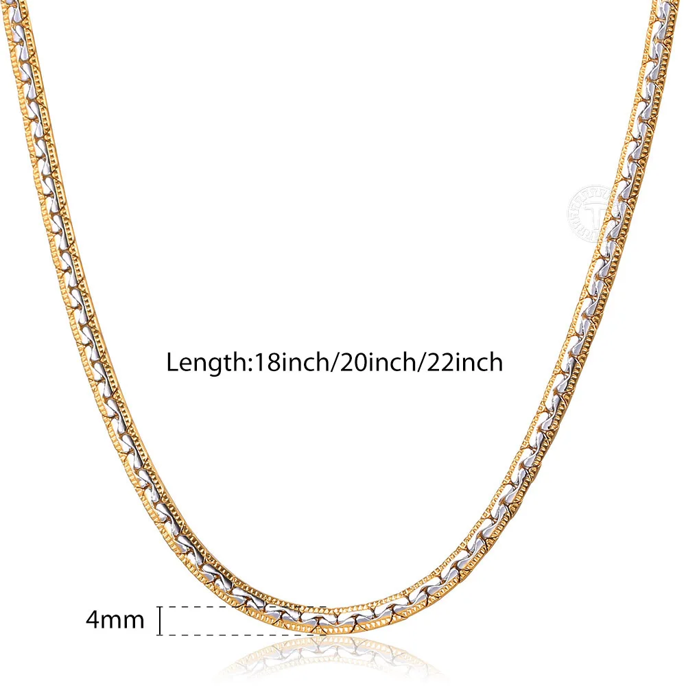 4mm Gold Filled Necklace For Women Men Mix Silver Color Small Rolo Cashew Snake Chain Necklaces Unique Jewelry Wholesale GN496