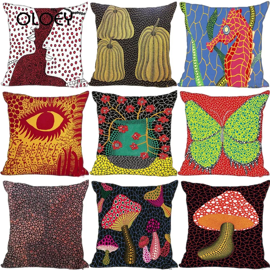 Fodera per cuscino decorativa personalizzata Yayoi Kusama Fodera per cuscino quadrata con cerniera Miglior regalo Decorazione per casa e hotel 45x45