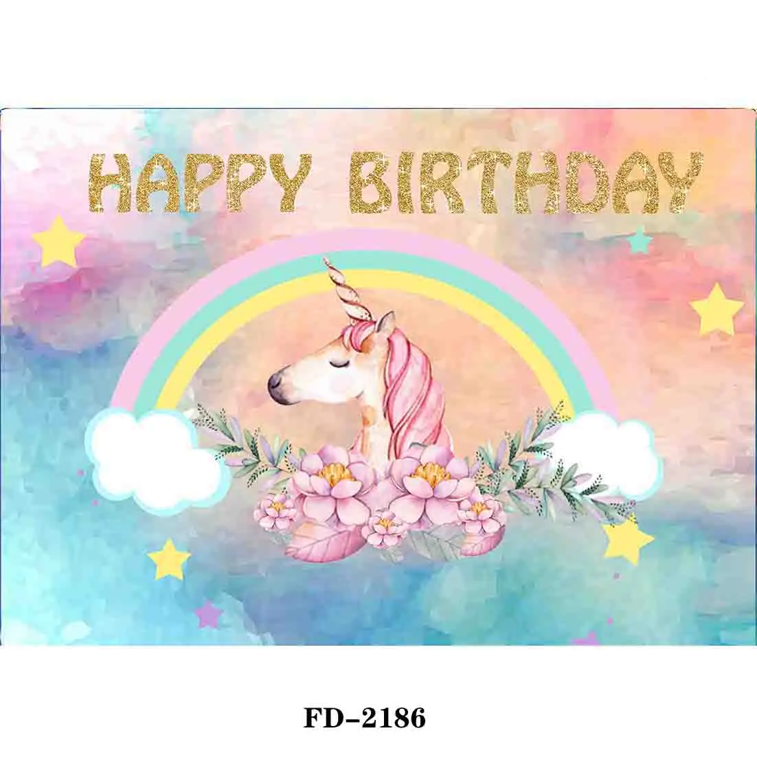 ZHISUXI Unicorn Birthday Banner Glitter Rainbow Photography Backdrops for Baby Party Photographic Backgrounds 210519BB-02