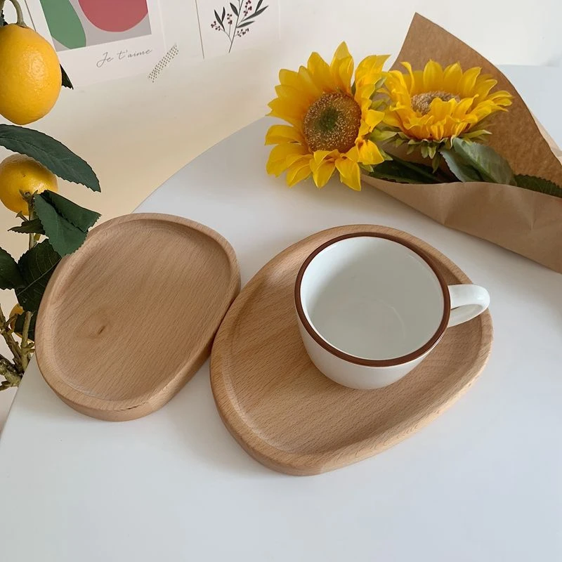 Japanese-style Wooden Fruit Tray Household Grocery Tea Cup  Snack Coffee   Sundries Storage Home Decoration New