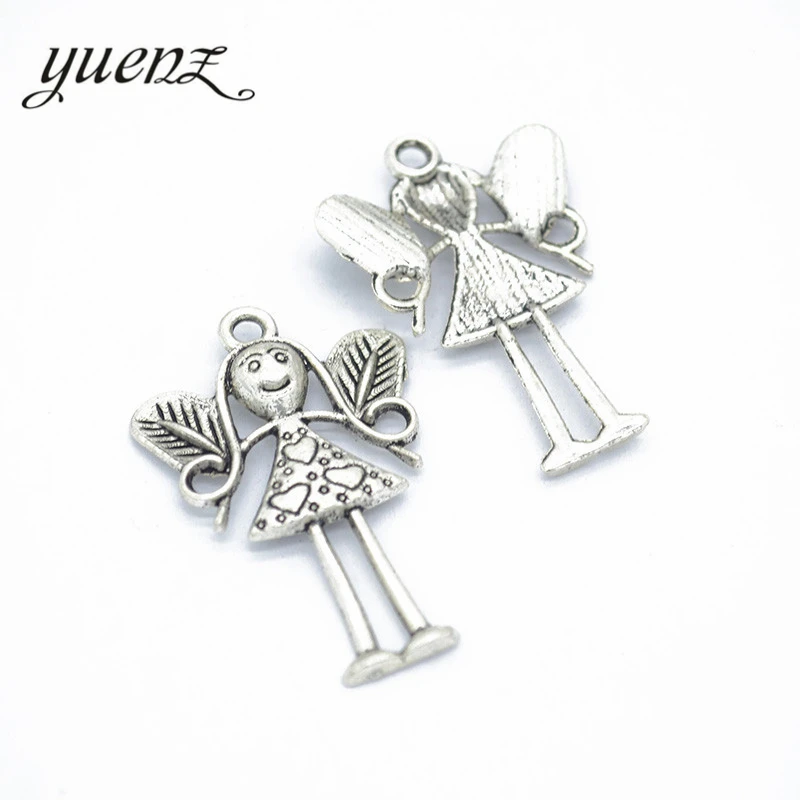 Free Shippin 10 pcs 36*24 mm antique silver color Alloy  angel charms Pendant Jewelry Findings I211