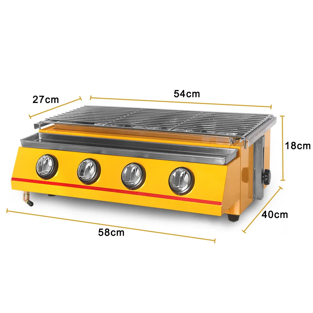 ITOP Barbecue Grill For Outdoor LPG 4 Burners Gas Grill Fast Delivery Stainless Steel with Glass/Yellow Shield