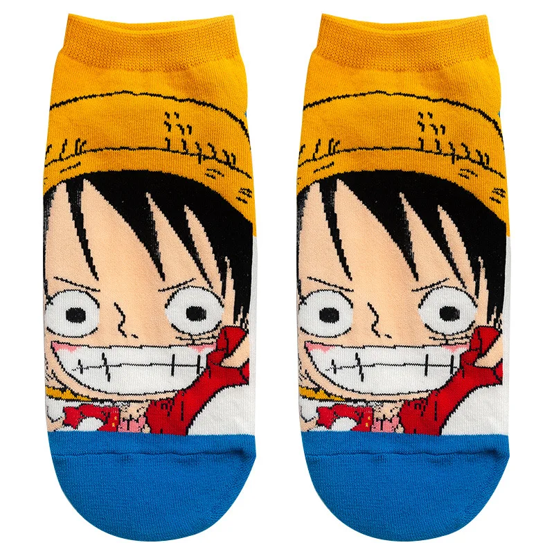 Women\'s Socks Japanese Cartoon Cute Anime One Piece Series Boat Socks Shallow Mouth Straw Hat Cotton Socks Christmas Gift