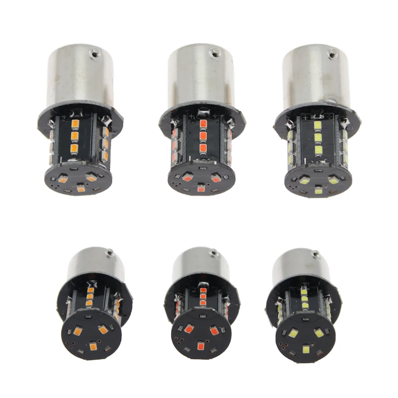 

10PCS DC 12volt 10pcs P21W 1156 BA15S P21/5W 1157 BAY15D 2016 18 SMD Led Bulb Car White Amber Red led Bulbs Heteropolarity