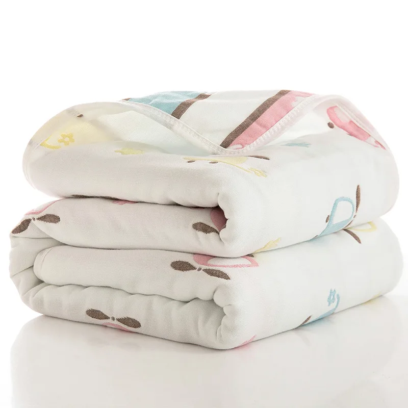 Lazychild Summer Baby Thin Quilt Newborn Comforter Baby Six-layer Gauze Bath Towel For Children Baby Blankets