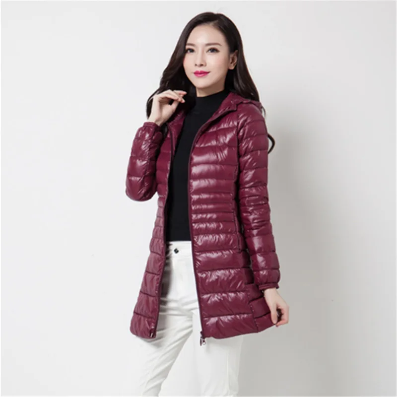 0-10 ℃   ผู้หญิงเป็ดลงเสื้อแจ็คเก็ต WARM Feather Quilted Coat Hooded ULTRA LIGHT Jacket Parkas PUFFY ฤดูหนาวลงเสื้อแจ็คเก็ตสําหรับสตรี