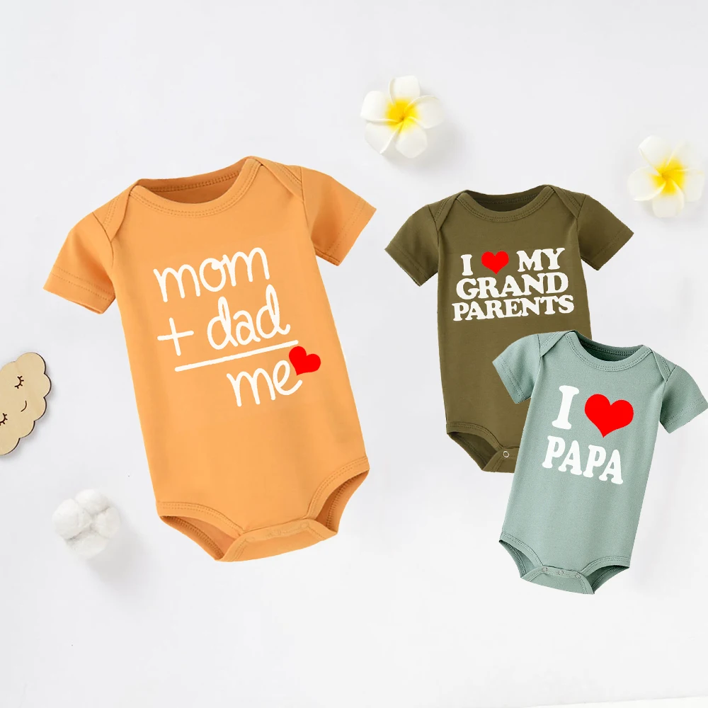 Dad +Mom Cotton Romper I Love My Daddy/auntie/grandparents Newborn Baby Bodysuit Boys Girls Casual Round Neck Jumpsuit