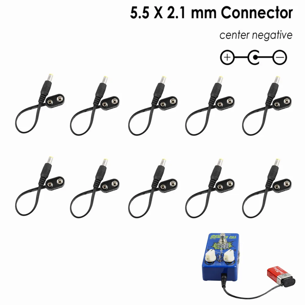 

2 4 6 8 10Pcs 9V Battery Clip Converter Power Cable Snap Connector 2.1mm 5.5mm for Guitar Effect Pedal Power Supply Cable