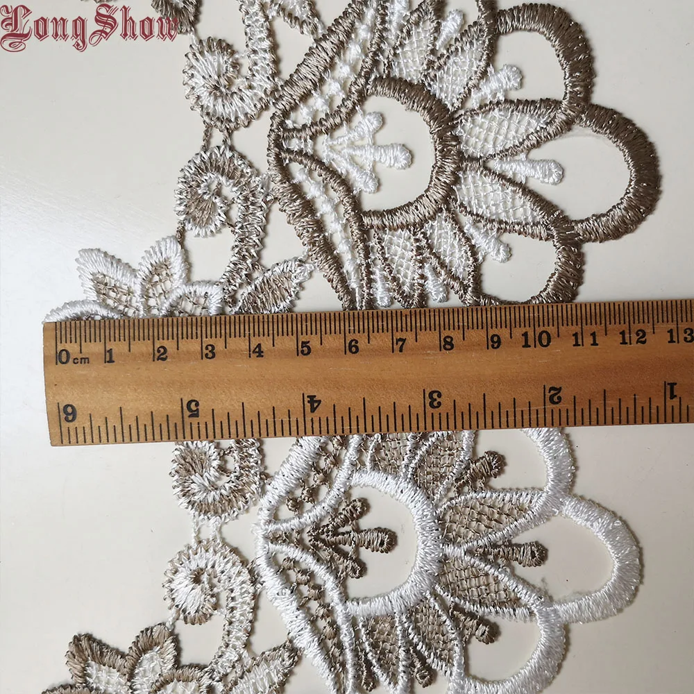 2Yards 9cm Width Pure Polyester 2-Tone Embroidered Lace Trim DIY Craft Material Apparels Accessories