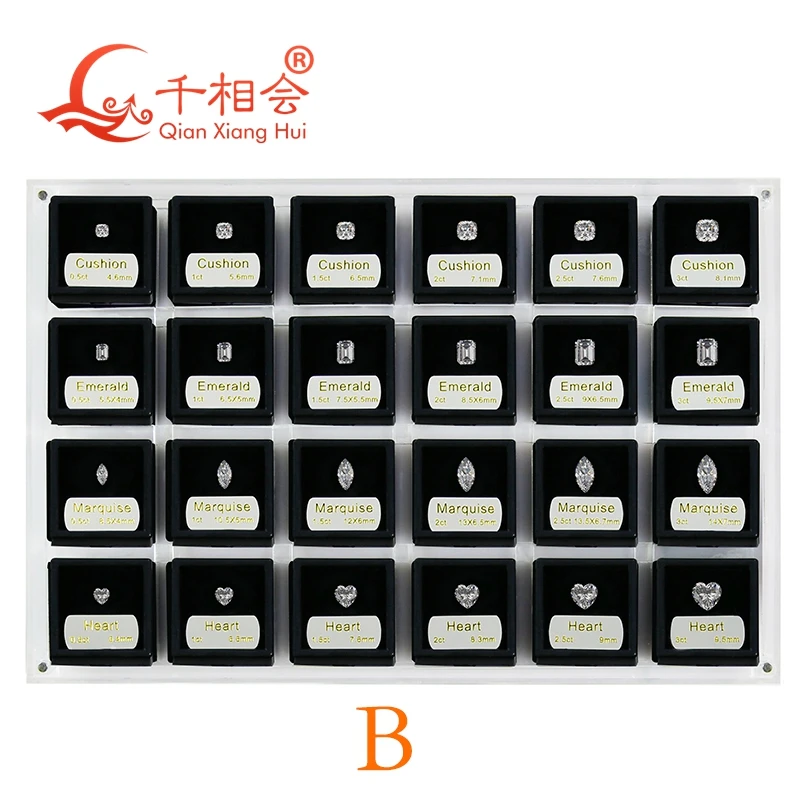 8  shapes of cubic zirconia loose 0.5ct-3 ct weight size set display tools box  diamond tester master set