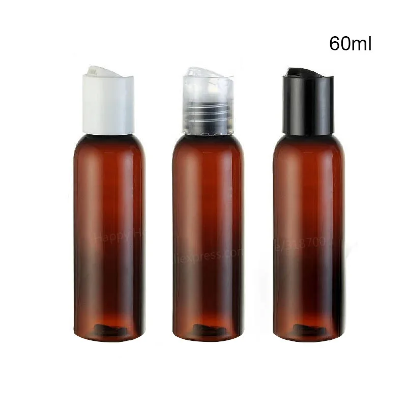 30 x 60ml  Hot Sale Amber Brown  PET Lotion Press Lid  Bottle  60cc Shampoo and Cosmetic Plastic Container