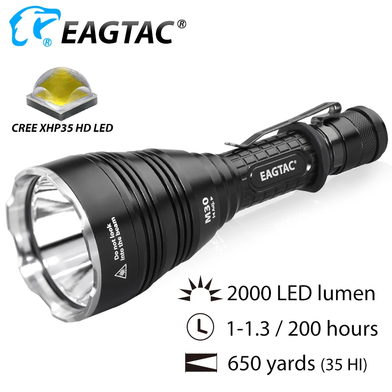 EAGTAC M30LC2 Pro Turbo Head LED Flashlight Module Replaceable XHP35 596 Meter for Hunting Searching Tactical Torch 18650