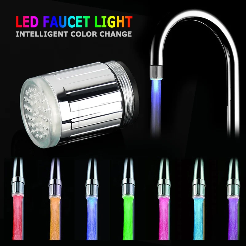 

Creative LED Faucet RGB Color Light Changing Blinking Temperature Control Water Faucet Kitchen Bathroom Accessories