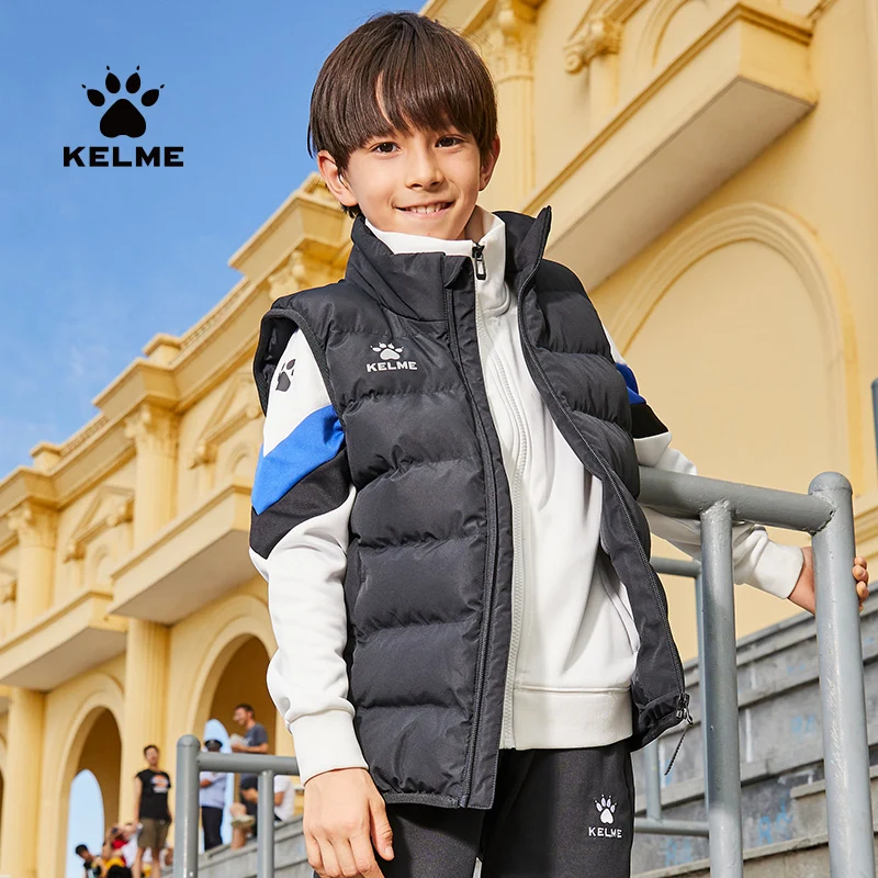 

Детский хлопковый жилет KELME новое зимнее пальто для мальчиков и девочек утолщенная теплая куртка для футбольных тренировок 8161MJ3001