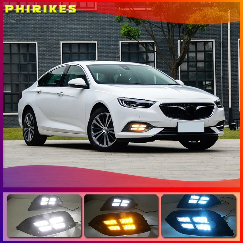 

1 set LED DRL Daytime Running Lights Daylight With Turn Yellow Signal For Buick Opel Grand Sport 2017 2018 12V ABS