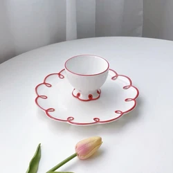 Creative Hollowed Ceramic Plate Coffee Cup Dessert Bread Dish Dishware Practical Dinner Plate Milk Tea Cup Kitchen Dinnerware