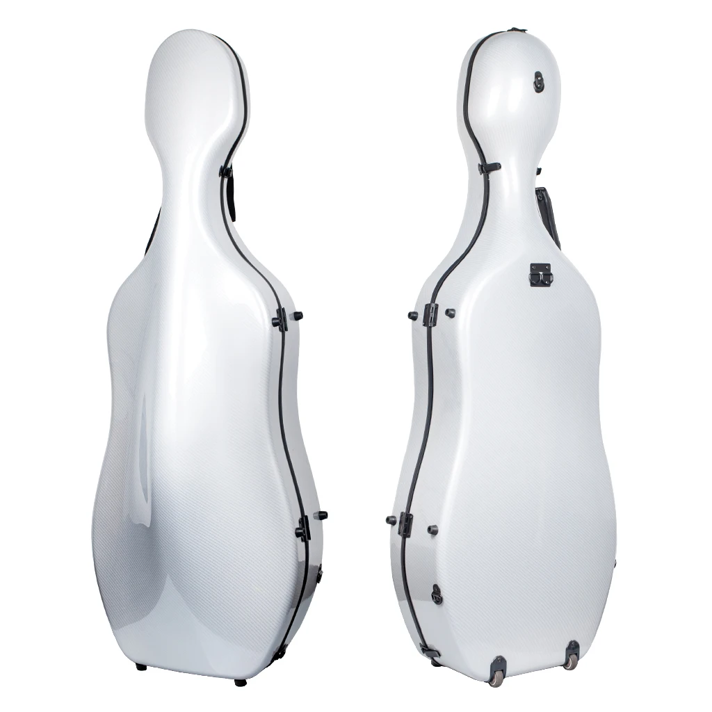 NAOMI Professional Carbon Fiber Composite Cello Case 4/4 With Wheels And Backpack Hard Case Strong Durable 3.6kg White