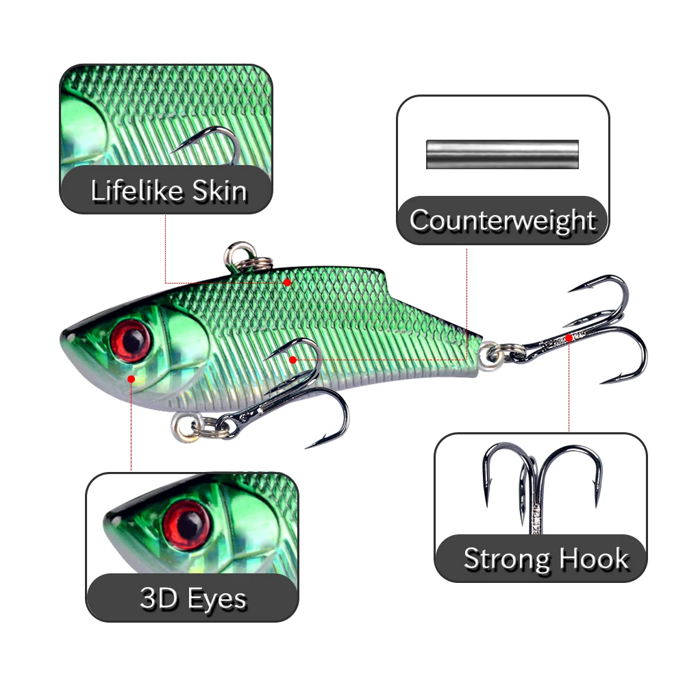 LINGYUE Isca Artificial 55mm 10g Fishing Lure Winter VIB Spoon Bait Hard Crankbait Wobbler Leurre Peche Salmo for fishing