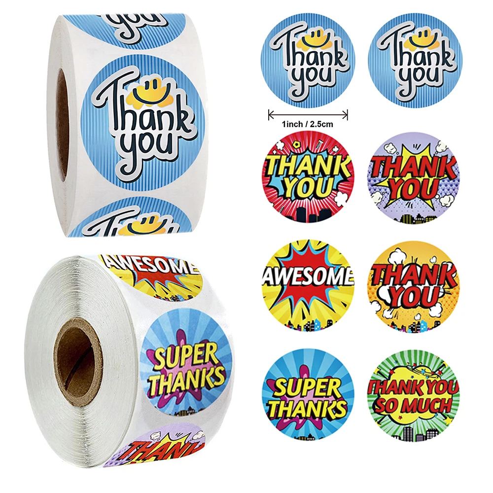 500pcs 1 Inch Cute Thank You Reward Sticker Student Gift Bag Sealling Label Sticker Wedding Envelope DIY Decoration