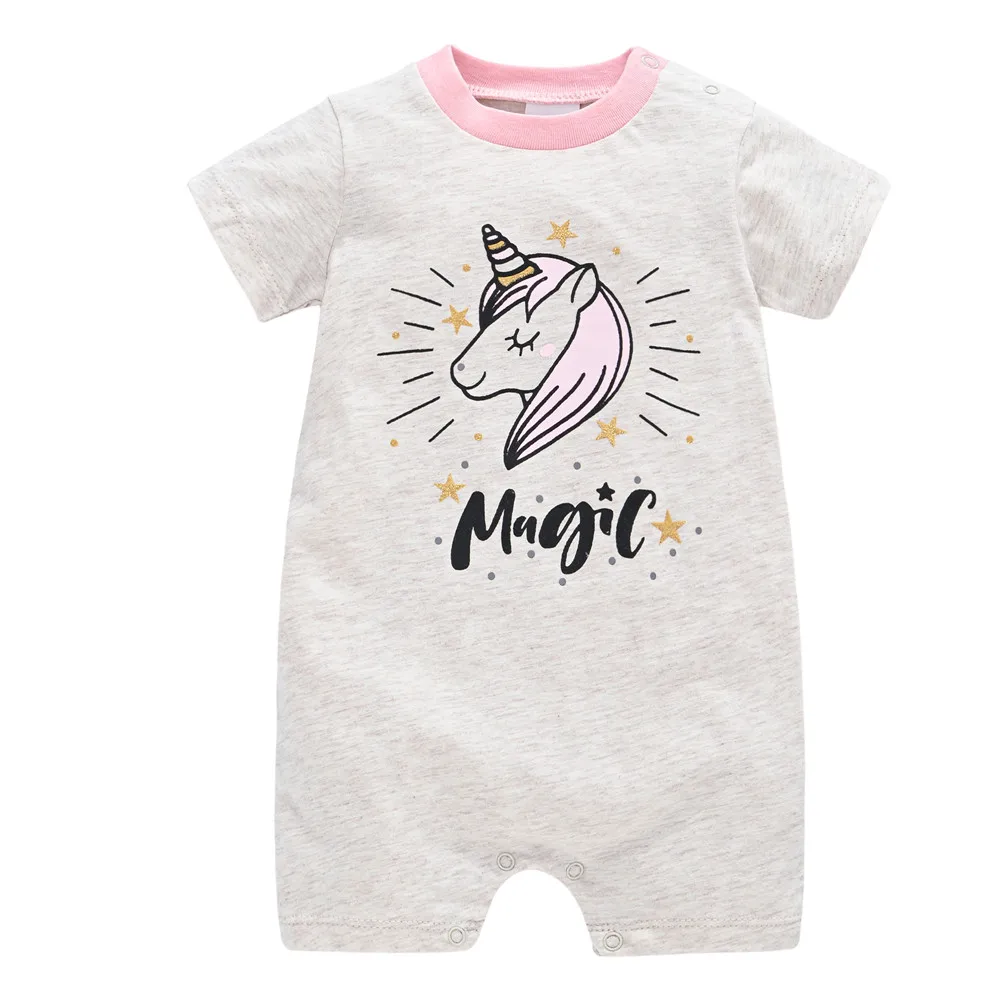 Kavkas Baby Girl Romper Unicorn Design 100% Cotton Short Sleeve 0-3m Clothes One Piece Newborn Boy Jumpsuit Infant Pajamas