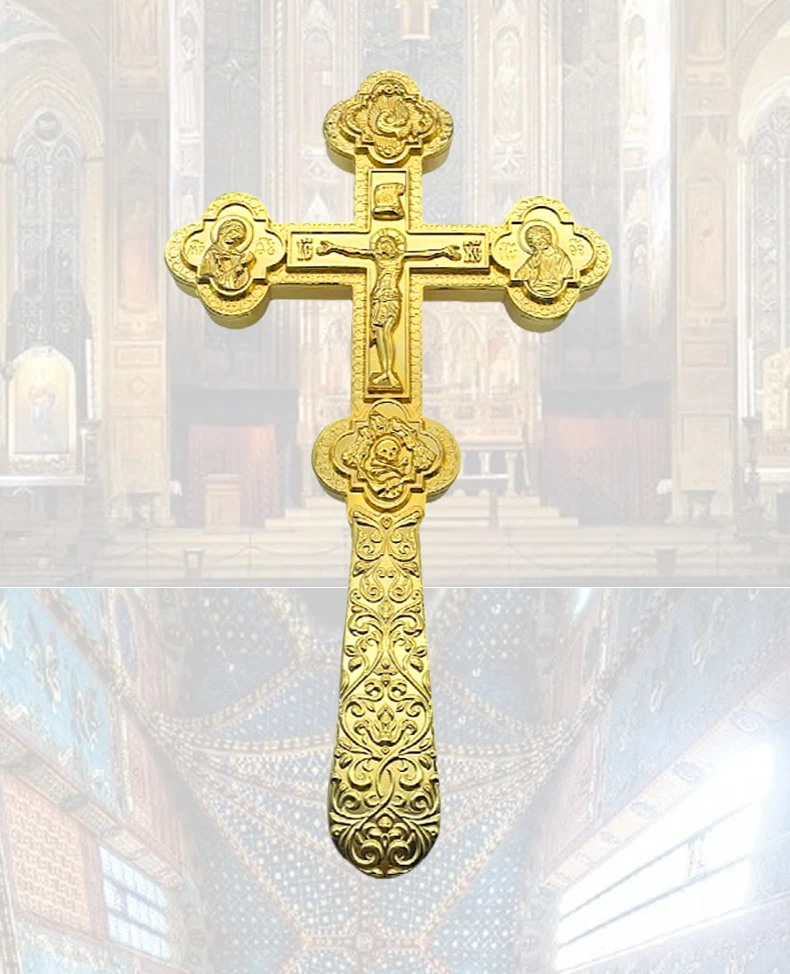 HTISOK Wandkreuz Jesus-Kruzifix Orthodoxe Kirchendekoration Christliche Dekoration Russische Religiöse Orthodoxe Kirchenbedarf – Detail 4