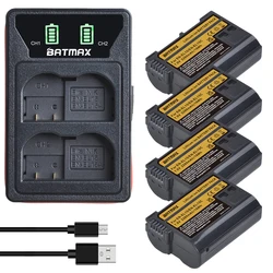 Batmax 2280mAh EN-EL15C Bateria EN-EL15 batterij + LED-oplader voor Nikon Z5,Z6,Z6 ii,Z6 iii,Z7,Z7ii,Z8,ZF,D600,D610,D800,D810,D850