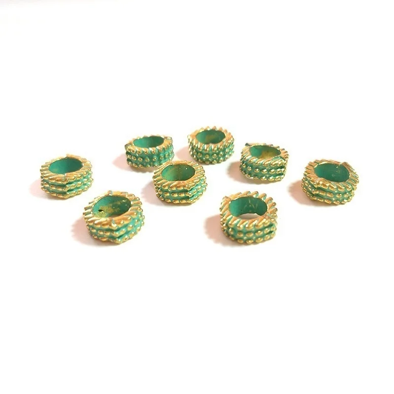 20pcs/bag 11MM Retro Patina Plated Zinc Alloy Green Round Big Hole Beads For DIY Bracelet Jewelry Accessories