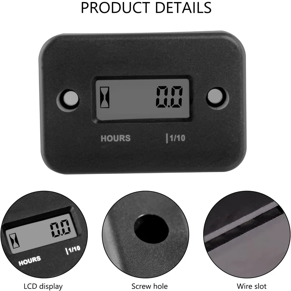 

Waterproof Digital Hour Meter LCD Display Portable Engine Gauge Hour Meter For Motorcycle/Boat Engines Counter Hour Meter