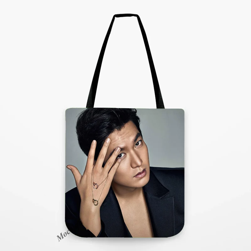 

Korea Celebrity Portrait Print Handbag Handsome Lee Min Ho Album Fashion Girl Shopping Tote Waterproof Linen Storage Casual Bag