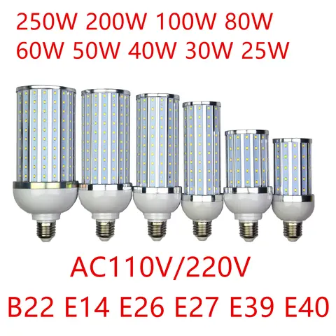 콘 라이트 가로등 LED 전구 알루미늄 쉘 램프, 쿨 네이처 화이트, 250W, 200W, 100W, 80W, 60W, 50W, 40W, 30, 25W, 220V, E26, E27, E39, E40