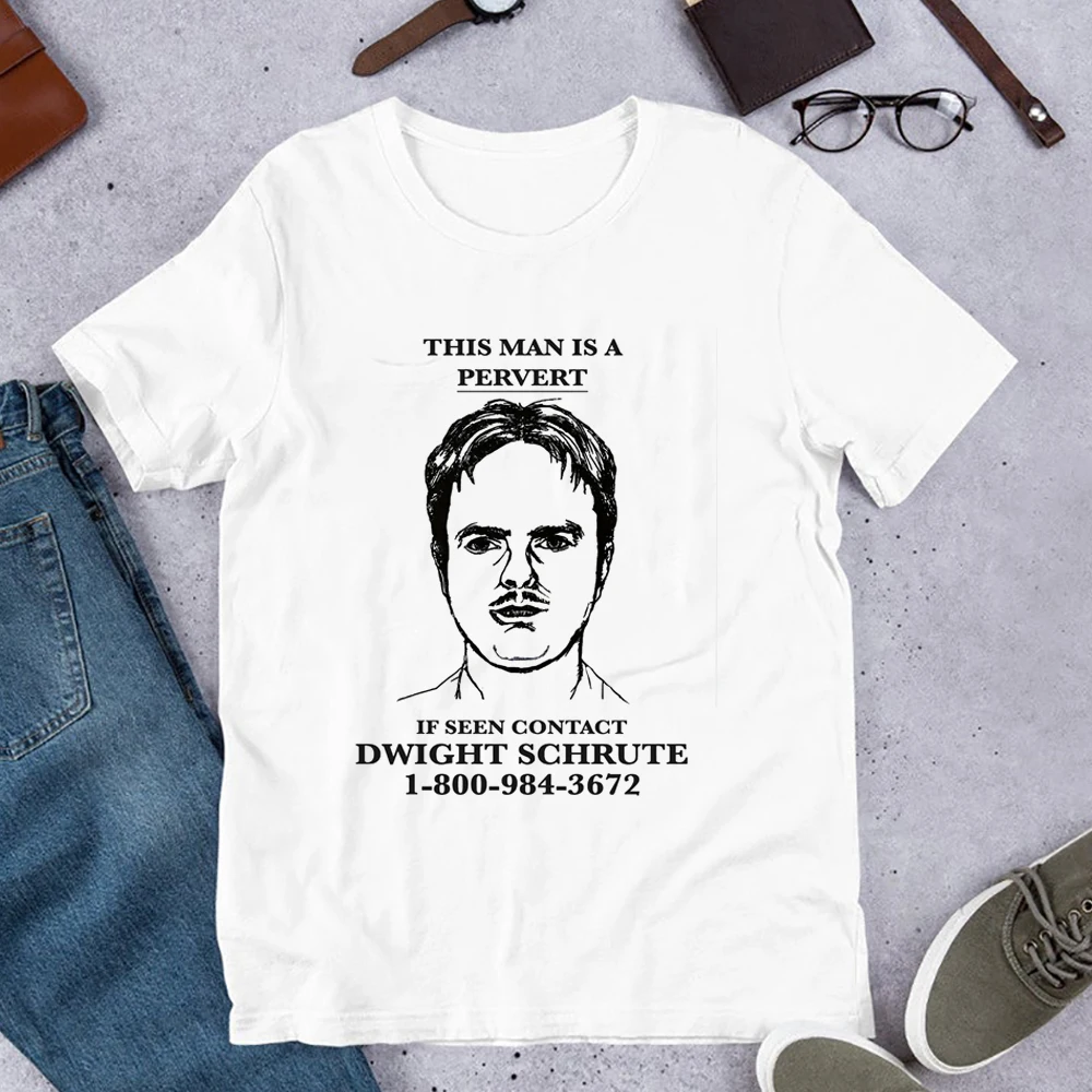 The Office Dwight Schrute Pervert T Shirt Funny Dwight This Man Pervert Graphic Cotton Tees