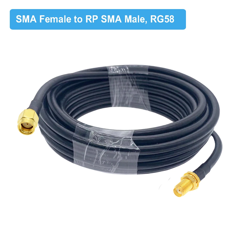 1M 2M 5M 10M 20M RG58 Cable RP SMA Male to RP SMA Female Bulkhead WiFi Antenna Extension Cord RG-58 50 Ohm SMA Pigtail Jumper