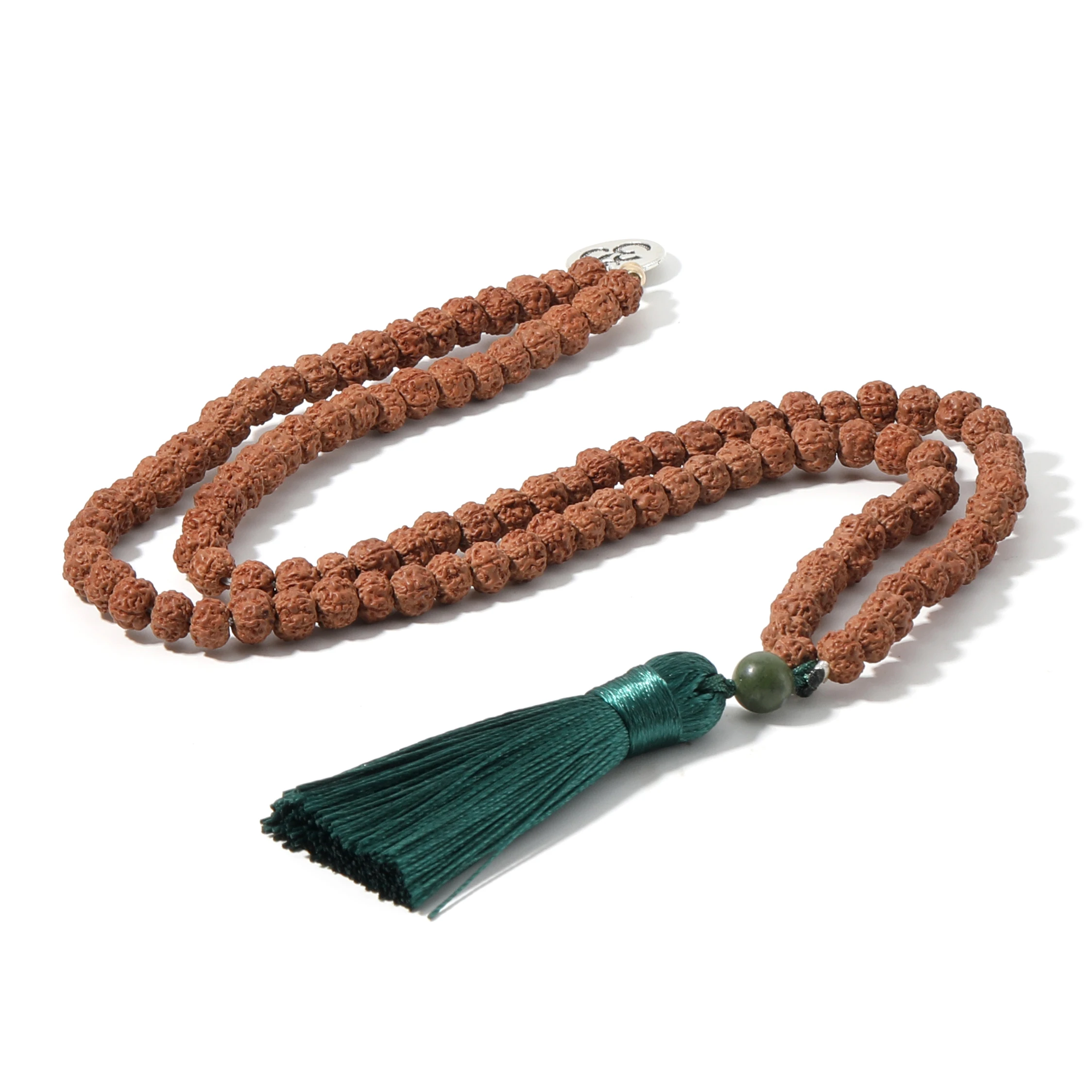 Showboho 108Mala Handmade Beaded Rudraksha Necklace Yoga Meditation Tassel Necklace for Men and Women