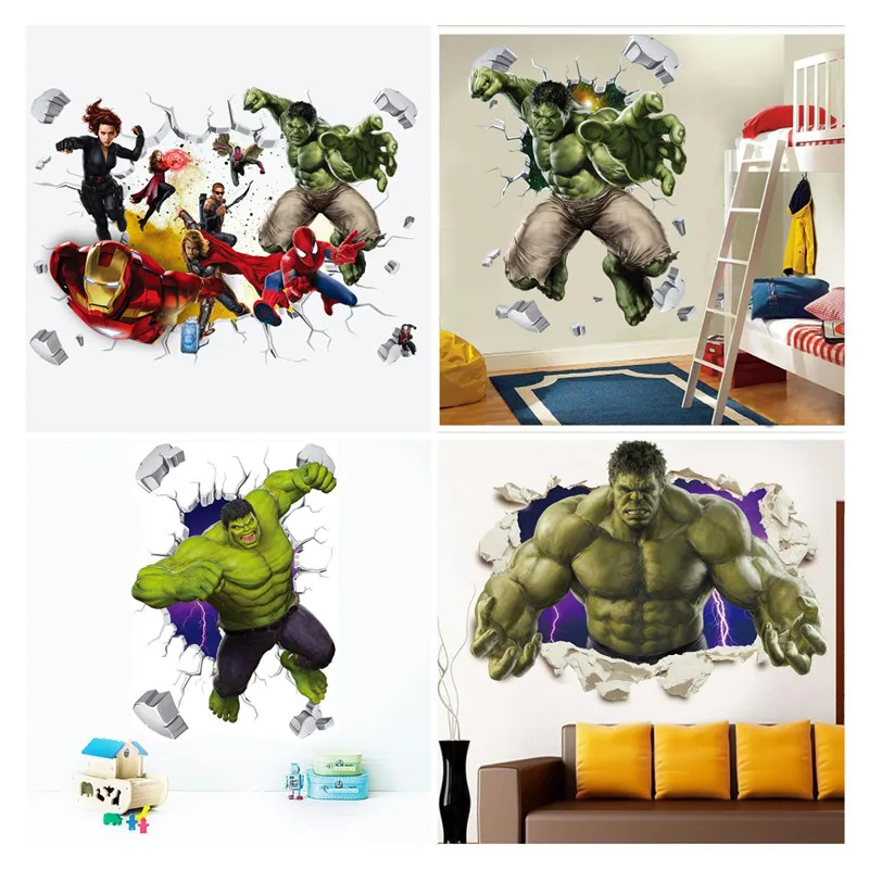 3D Super hero movie poster wall stickers avengers wall stickers living room bedroom wall decoration for kids rooms