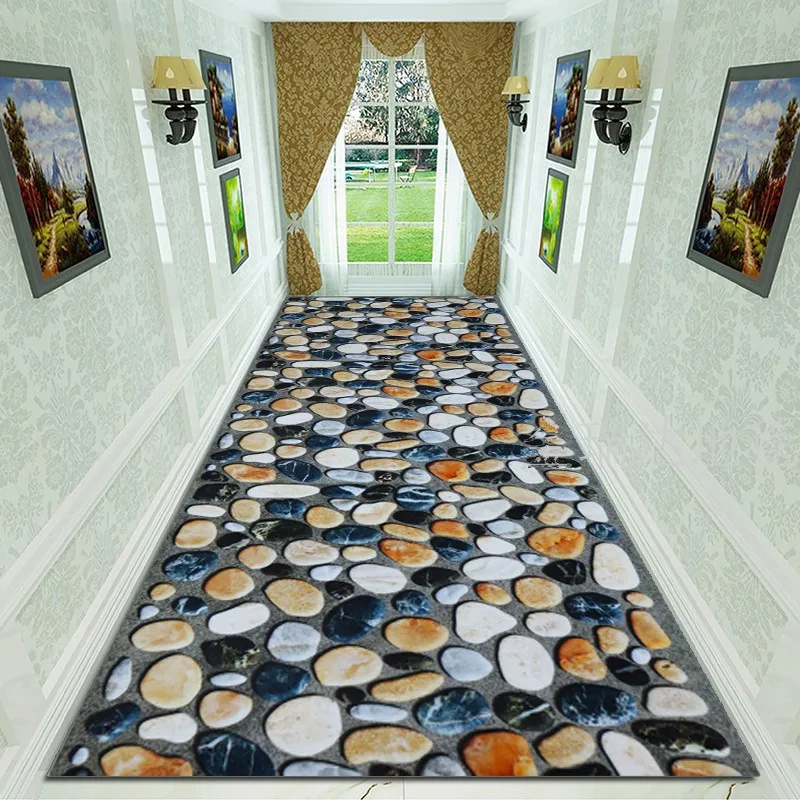 

Cobblestone Corridor Hallway Rug 3D Carpet Home Decor Gold Fish Living Room Area Rug Crystal Velvet Kitchen Bedroom Mat 80*200cm