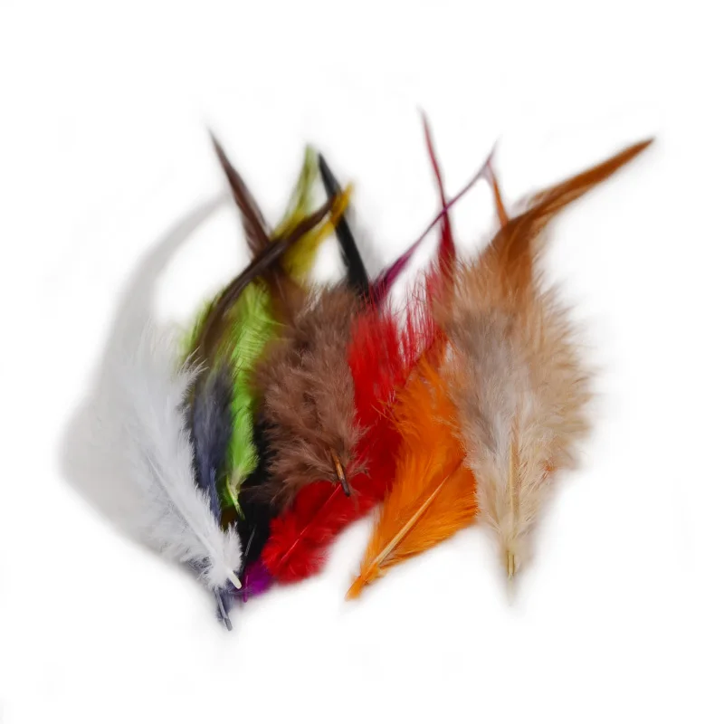 50pcs/pack Fly Tying Rooster Saddle Hackle Feathers For Bug Legs Wings 10optional Colors Cock Schlappen Feathers Streamer Flies