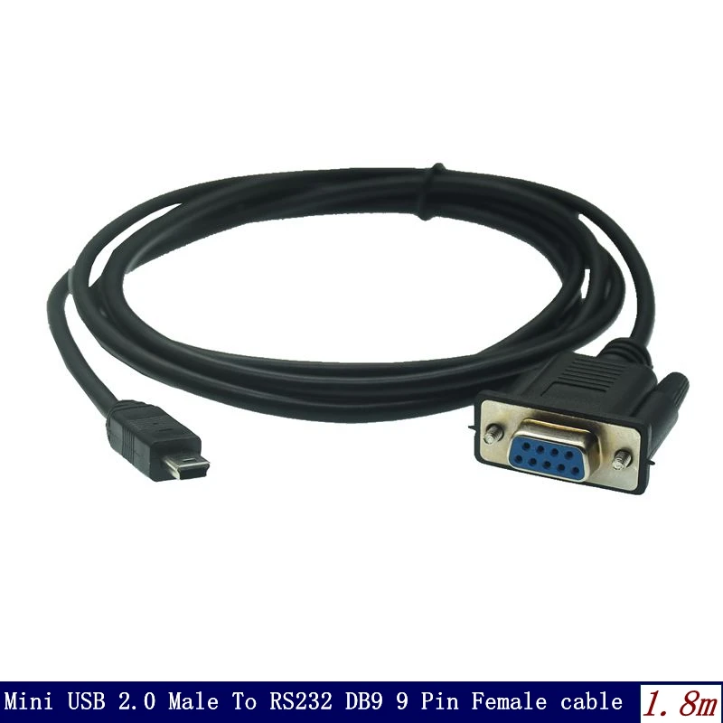 6FT  Mini USB 2.0 Male To RS232 DB9 9 Pin Female Adapter Entension Lead 180CM Cable adapterr