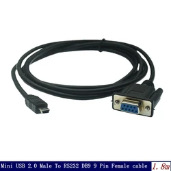 6FT  Mini USB 2.0 Male To RS232 DB9 9 Pin Female Adapter Entension Lead 180CM Cable adapterr