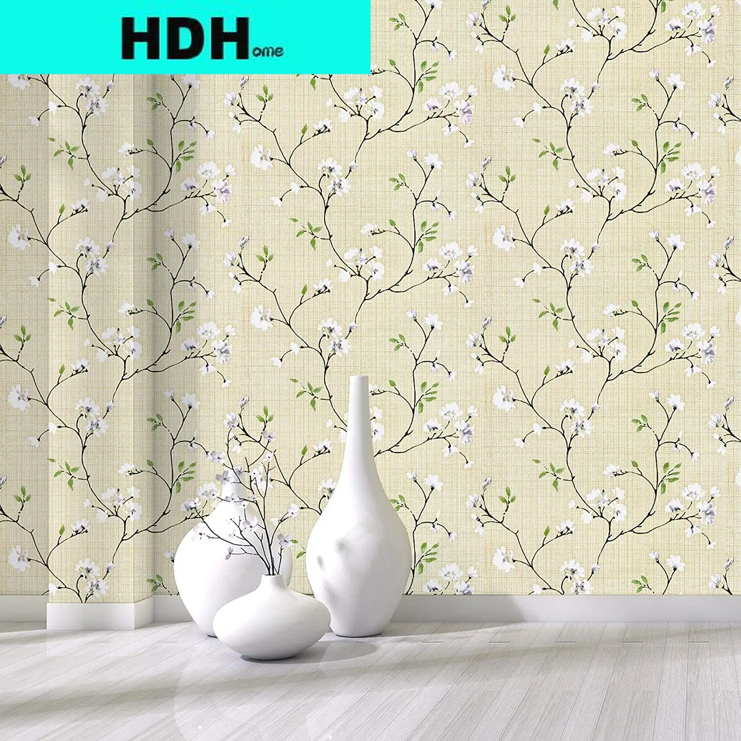 Plum Blossom Peel and Stick Wallpaper Beige Self-Adhesive Wallpaper Removable Modern Texture Wallpaper Waterproof Vinyl Film