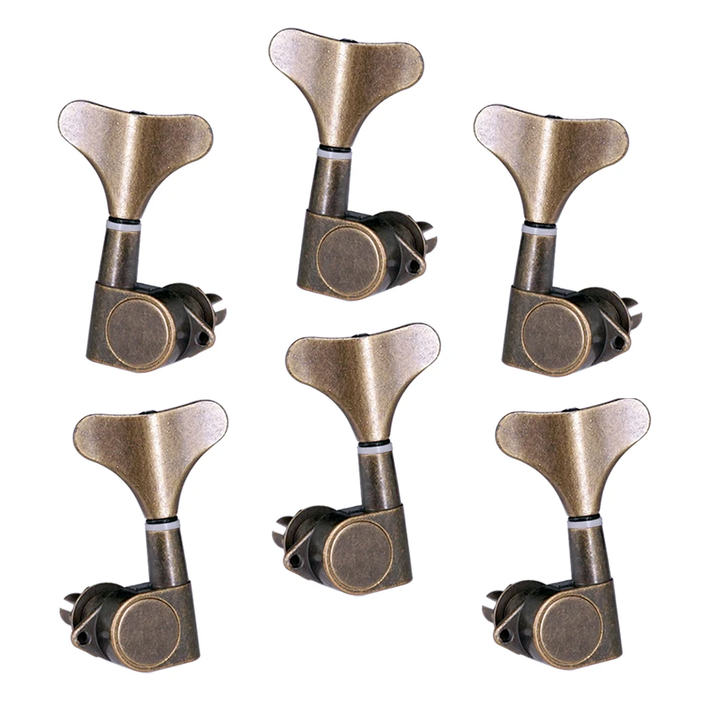 3+3 Sealed Bass Tuning Pegs Keys Machine Head Tuners for Bass, Bronze