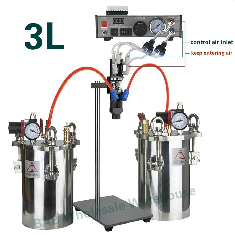 3L Semi Auto Glue Dispenser for Epoxy Resin AB Mixing Doming Glue Dispensing Machine Equipment/Two-liquid dispensing machine