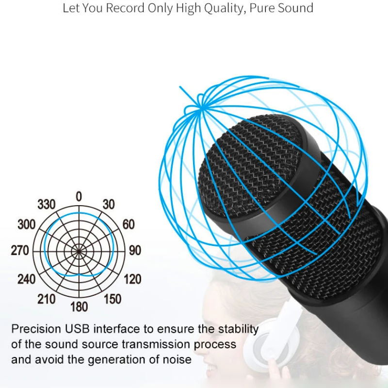 Профессиональный конденсаторный микрофон Finlemho BM800 192 кГц/24 бит, Студийный микрофон для караоке, записи вокала, для компьютера, караоке, KTV