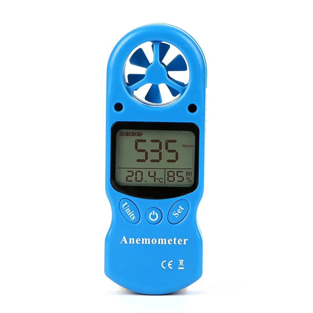 Mini Digital Anemometer LCD Handheld Air Flow Tester Wind Speed Meter Air Anemometer Measuring Wind Speed Temperature Gauge