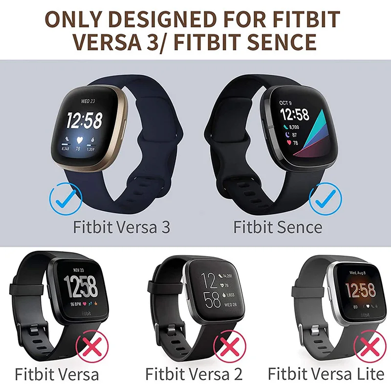 Silicone Fitbit Versa 3 Băng Dây Đeo Kim Loại Cho Cảm Giác Vòng Đeo Sức Khỏe Fitbit Vòng Tay Dây Dây Đeo Thay Thế Phụ Kiện Cho Versa3 Đồng Hồ