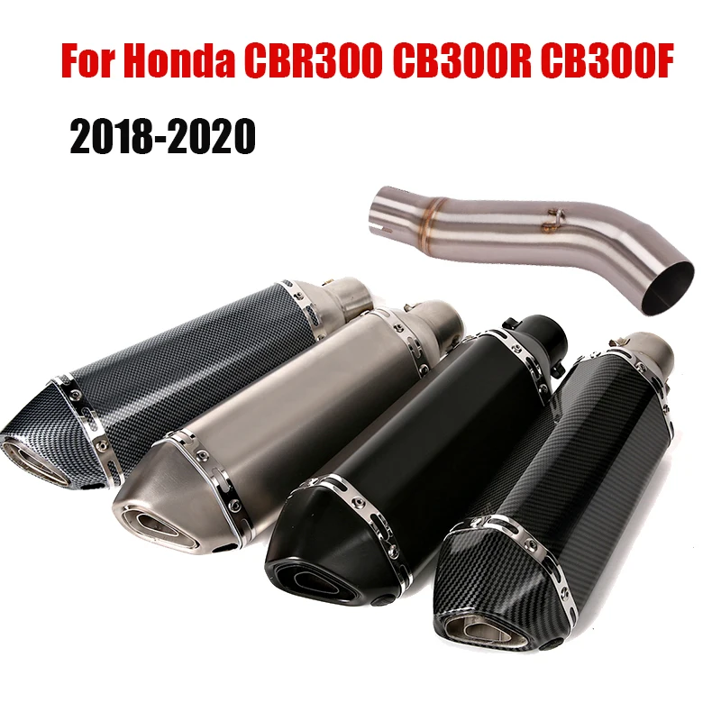 For Honda CBR300 CB300R CB300F 2018-2020 Motorcycle Exhaust Pipe 370mm Muffler Tips Slip On Escape Connecting Tube Middle Tube