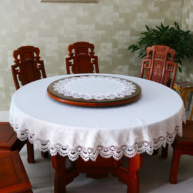 Modern Lace Satin White Tablecloth Embroidery Dining Kitchen Tea Coffee Table Cloth Placemat Christmas banquet Wedding Decor - Image 3