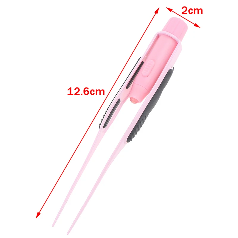 1PCS Professional Stainless Steel Ear Forceps Makeup LED Light Slant Tip Hair Removal Eyelashes Eyebrow Tweezers Makeup Tool