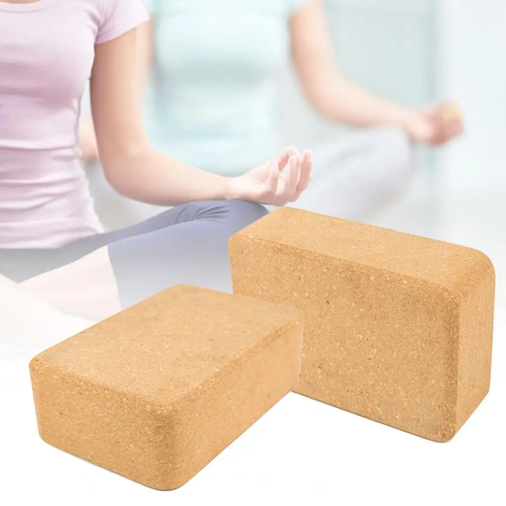 2Pcs Women Men Cork Yoga Block High Density Stretching Aid Eco-friendly Natural No Odor Soft Wood Yoga Fitness Equipment Brick