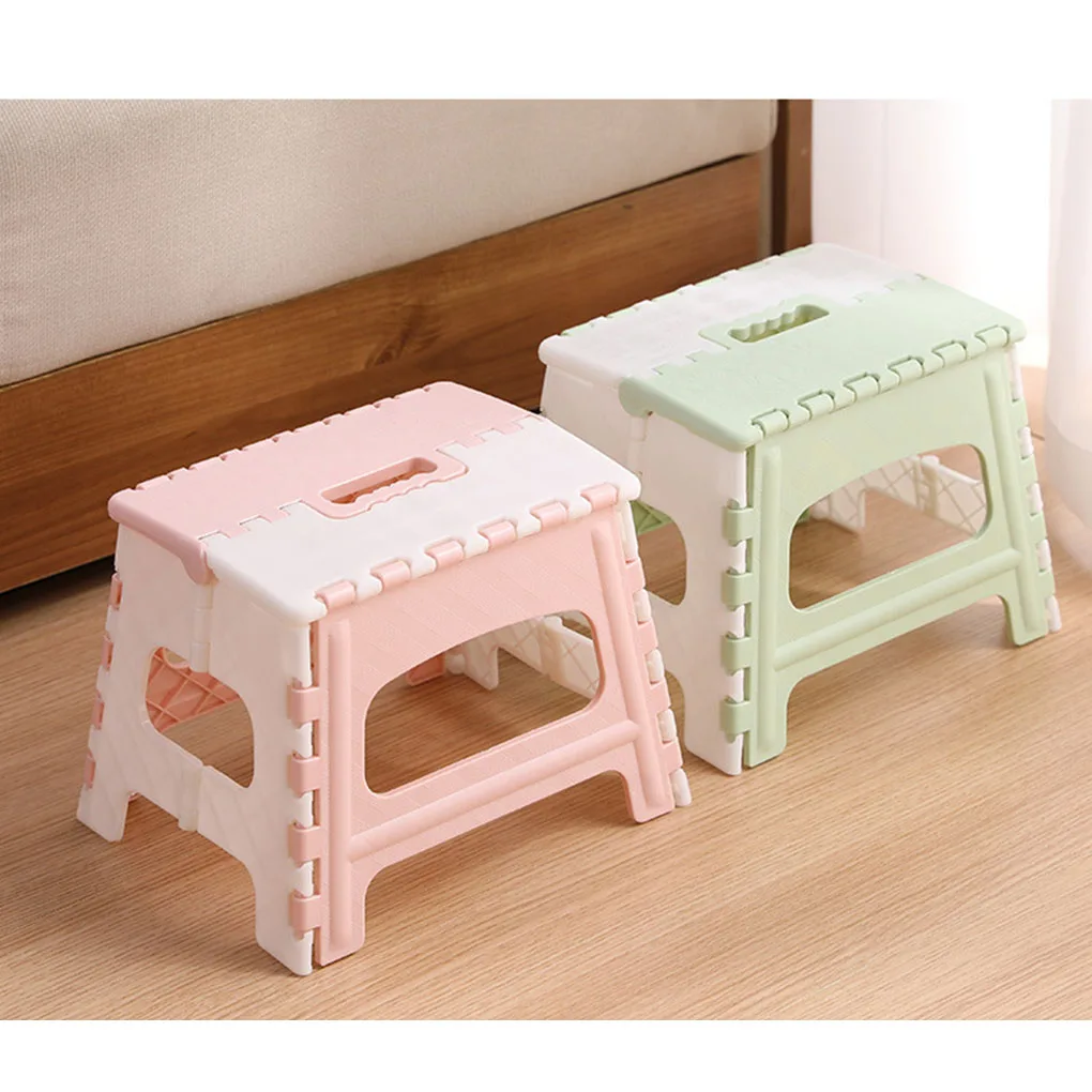 Plastic Folding Step Stool with Handle Portable Collapsible Small Foot Stool Bathroom Shower Sitting Stool Foldable Step Stools