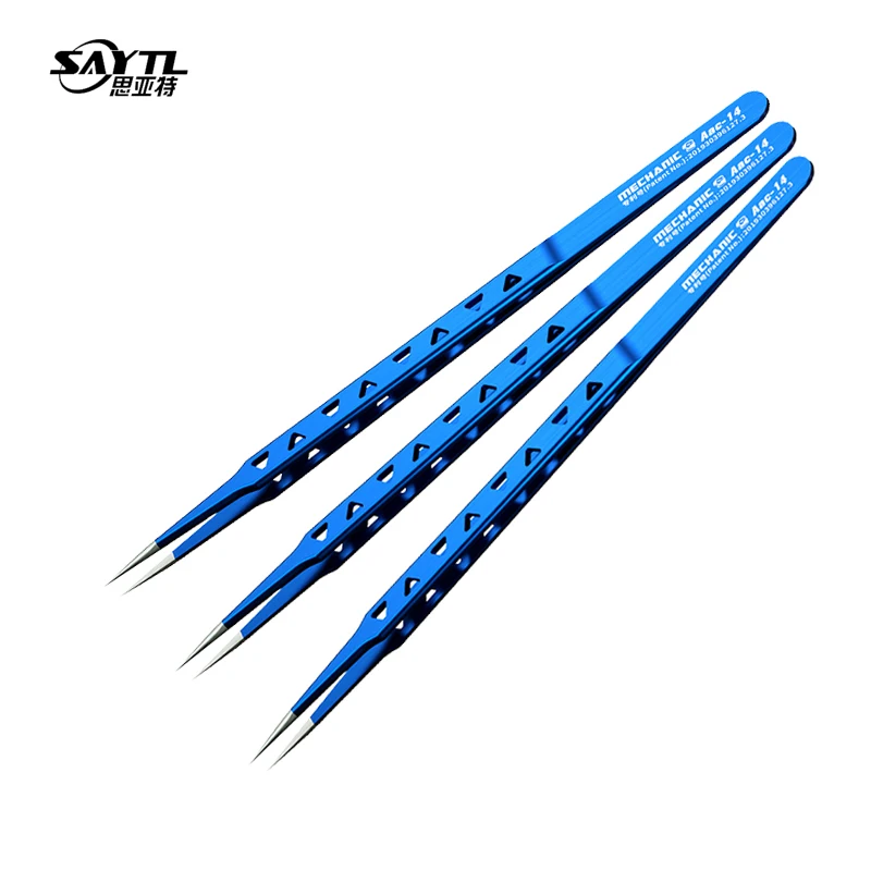 

MECHANIC lengthened thickened high hardness tweezers hollow heat-dissipating tweezers for repairing mobile phone PCB IC tweezer